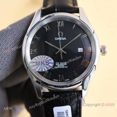 Swiss Quality Copy Omega De Ville Prestige Citizen Watches Black Dial Leather Strap